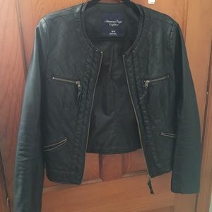 Leather jacket, gold zippers-American Eagle size M